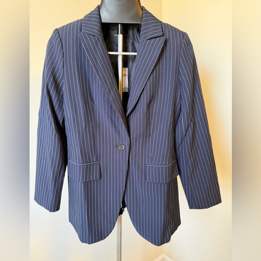 NWT Banana Republic Navy Striped Blazer Sz 2 Career Business Professional